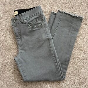 Democracy Women Jeans Straight Leg Ab Technology Size 8 Olive Green Raw Hem